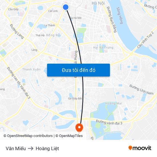 Văn Miếu to Hoàng Liệt map