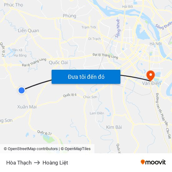 Hòa Thạch to Hoàng Liệt map