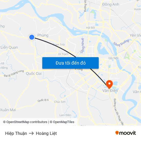 Hiệp Thuận to Hoàng Liệt map