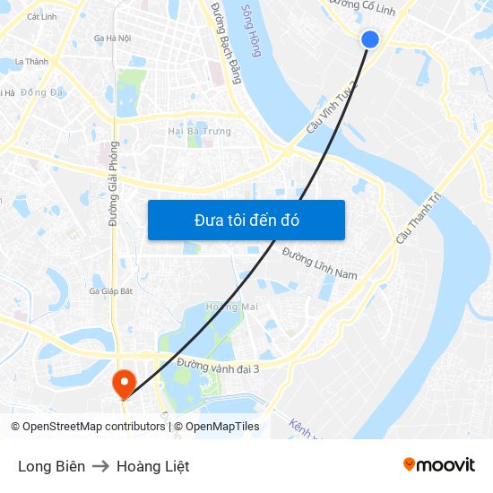 Long Biên to Hoàng Liệt map