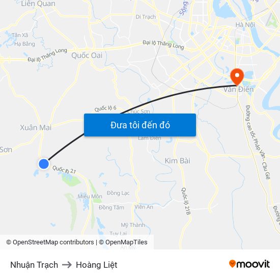 Nhuận Trạch to Hoàng Liệt map