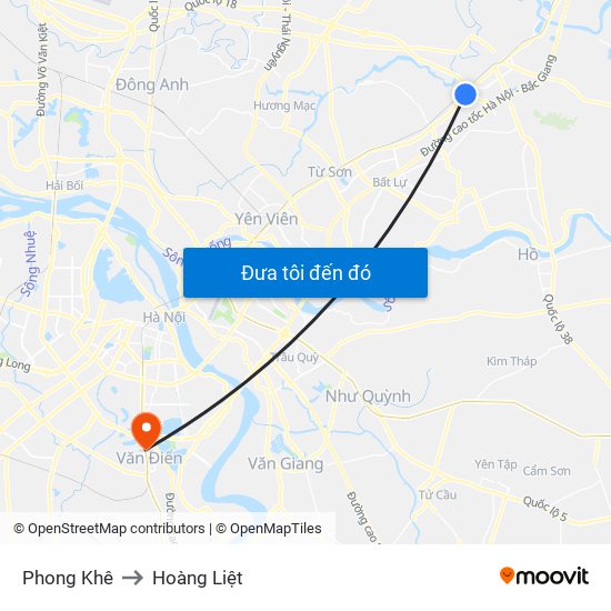 Phong Khê to Hoàng Liệt map
