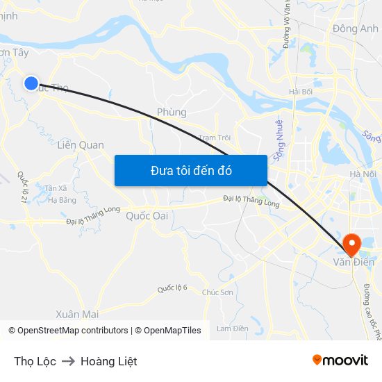 Thọ Lộc to Hoàng Liệt map
