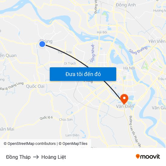 Đồng Tháp to Hoàng Liệt map