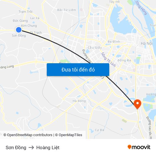 Sơn Đồng to Hoàng Liệt map