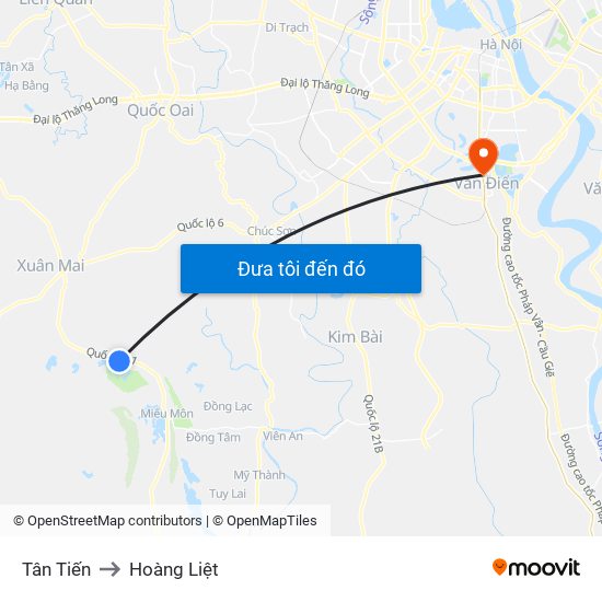 Tân Tiến to Hoàng Liệt map