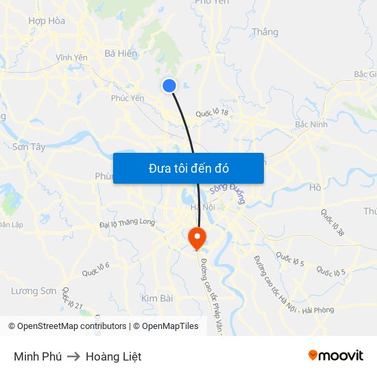 Minh Phú to Hoàng Liệt map