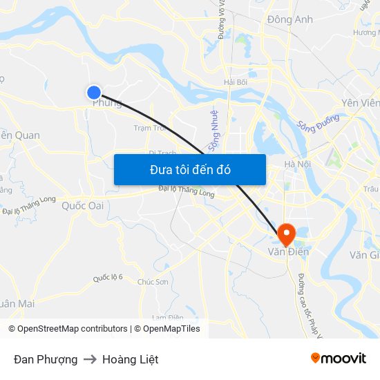 Đan Phượng to Hoàng Liệt map