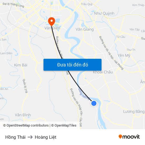 Hồng Thái to Hoàng Liệt map