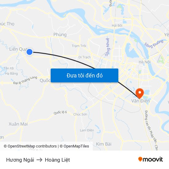 Hương Ngải to Hoàng Liệt map