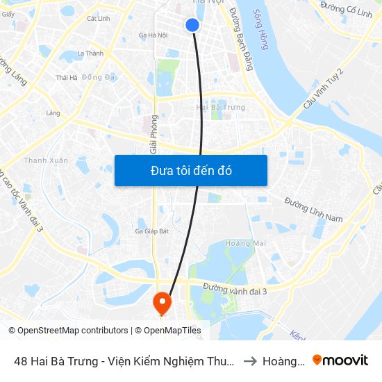 48 Hai Bà Trưng - Viện Kiểm Nghiệm Thuốc Trung Ương to Hoàng Liệt map