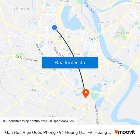 Gần Học Viện Quốc Phòng - 91 Hoàng Quốc Việt to Hoàng Liệt map