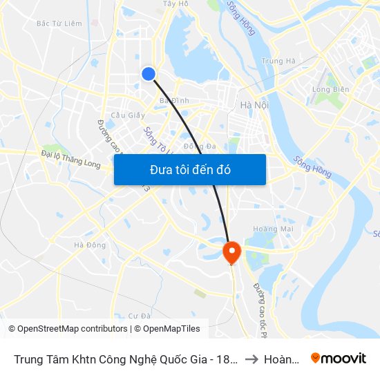 Trung Tâm Khtn Công Nghệ Quốc Gia - 18 Hoàng Quốc Việt to Hoàng Liệt map