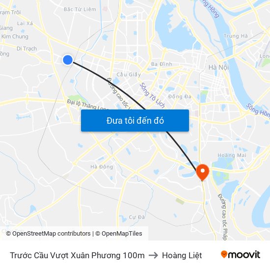 Trước Cầu Vượt Xuân Phương 100m to Hoàng Liệt map