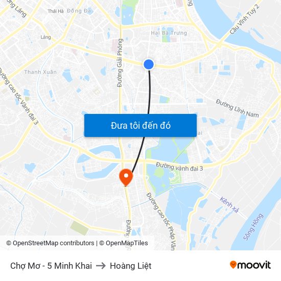 Chợ Mơ - 5 Minh Khai to Hoàng Liệt map