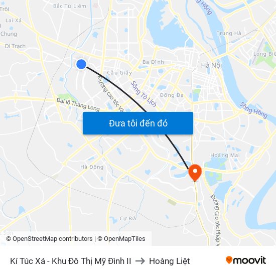 Kí Túc Xá - Khu Đô Thị Mỹ Đình II to Hoàng Liệt map