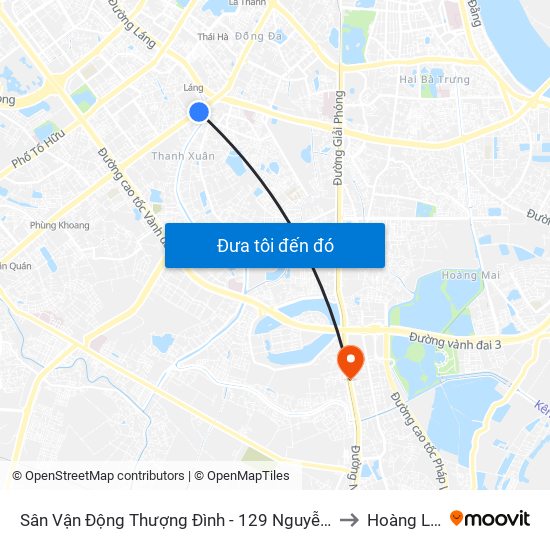 Sân Vận Động Thượng Đình - 129 Nguyễn Trãi to Hoàng Liệt map