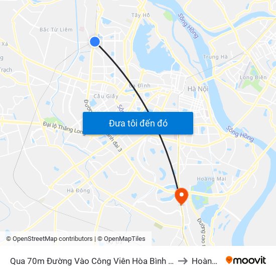 Qua 70m Đường Vào Công Viên Hòa Bình - Phạm Văn Đồng to Hoàng Liệt map