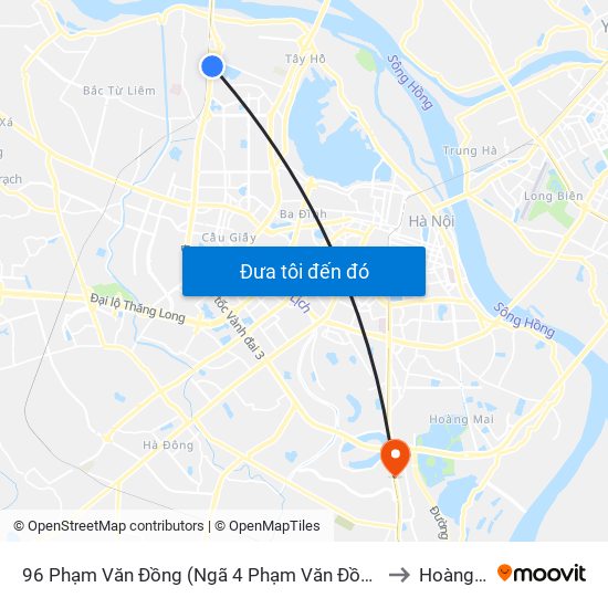 96 Phạm Văn Đồng (Ngã 4 Phạm Văn Đồng - Xuân Đỉnh) to Hoàng Liệt map