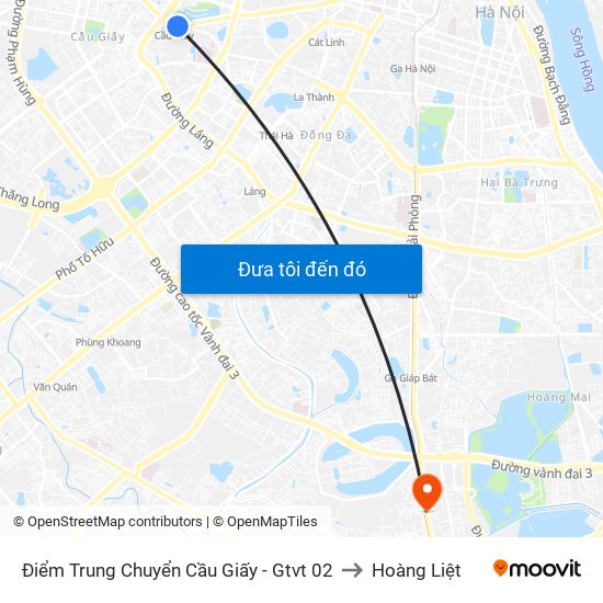 Điểm Trung Chuyển Cầu Giấy - Gtvt 02 to Hoàng Liệt map