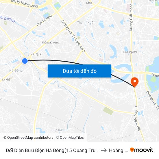 Đối Diện Bưu Điện Hà Đông(15 Quang Trung Hà Đông) to Hoàng Liệt map