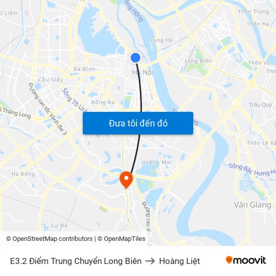E3.2 Điểm Trung Chuyển Long Biên to Hoàng Liệt map