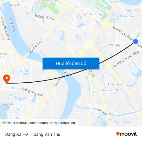 Đặng Xá to Hoàng Văn Thụ map