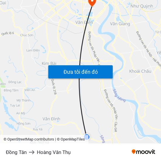 Đồng Tân to Hoàng Văn Thụ map