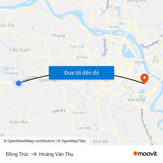 Đồng Trúc to Hoàng Văn Thụ map