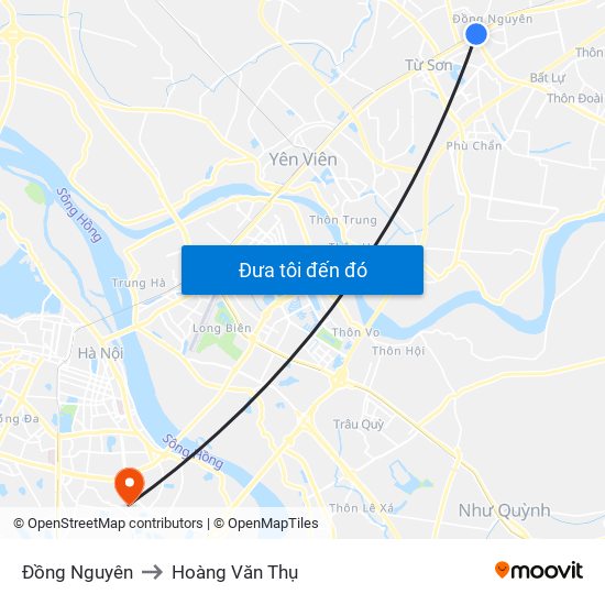 Đồng Nguyên to Hoàng Văn Thụ map