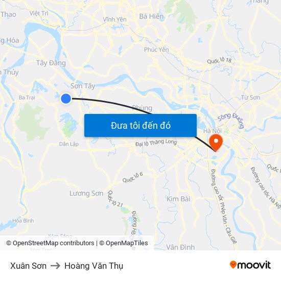 Xuân Sơn to Hoàng Văn Thụ map