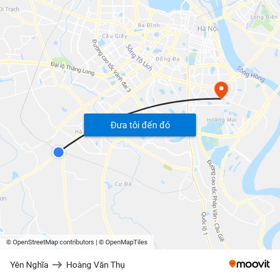 Yên Nghĩa to Hoàng Văn Thụ map