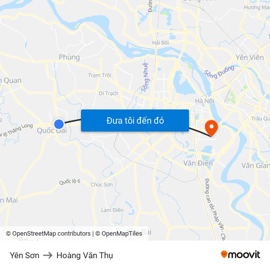 Yên Sơn to Hoàng Văn Thụ map