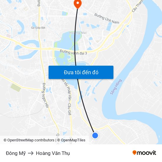 Đông Mỹ to Hoàng Văn Thụ map