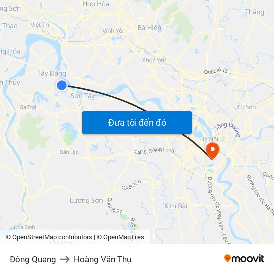Đông Quang to Hoàng Văn Thụ map