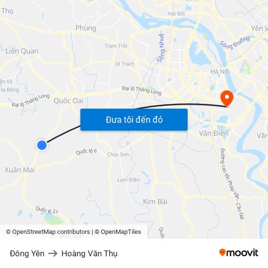 Đông Yên to Hoàng Văn Thụ map