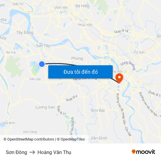 Sơn Đông to Hoàng Văn Thụ map