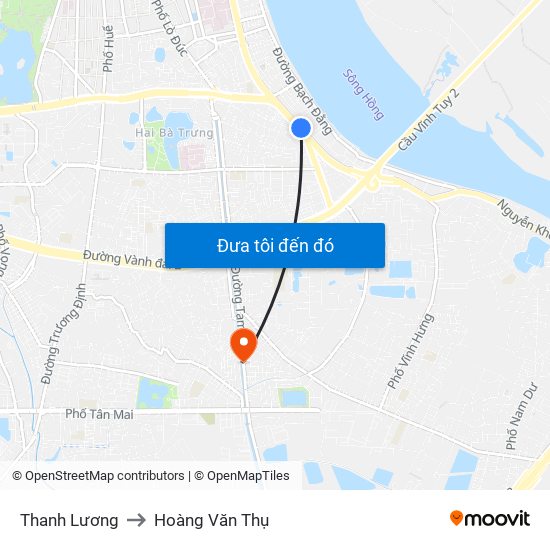 Thanh Lương to Hoàng Văn Thụ map