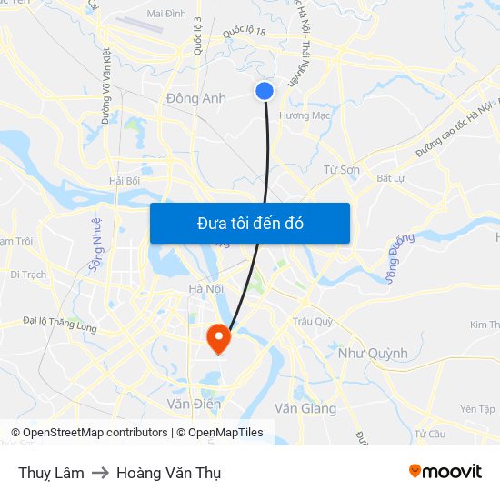 Thuỵ Lâm to Hoàng Văn Thụ map