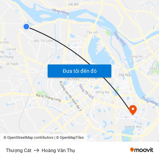 Thượng Cát to Hoàng Văn Thụ map