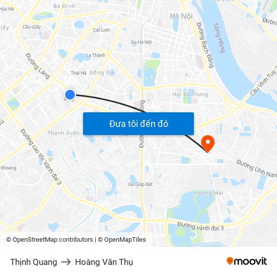 Thịnh Quang to Hoàng Văn Thụ map