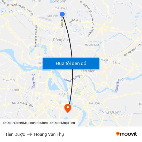 Tiên Dược to Hoàng Văn Thụ map