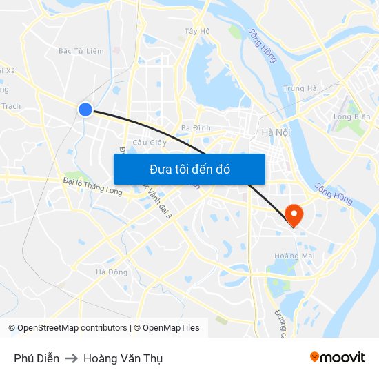 Phú Diễn to Hoàng Văn Thụ map