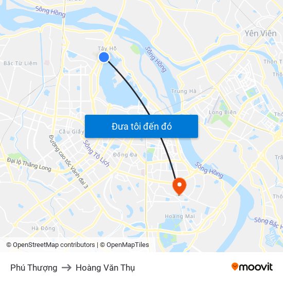 Phú Thượng to Hoàng Văn Thụ map