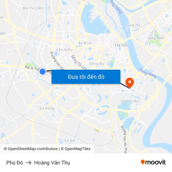 Phú Đô to Hoàng Văn Thụ map