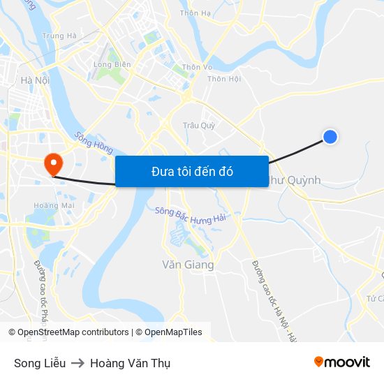 Song Liễu to Hoàng Văn Thụ map