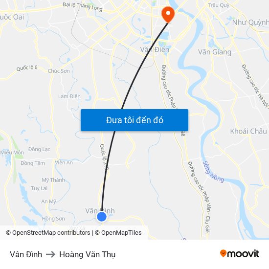 Vân Đình to Hoàng Văn Thụ map