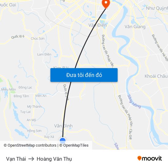 Vạn Thái to Hoàng Văn Thụ map