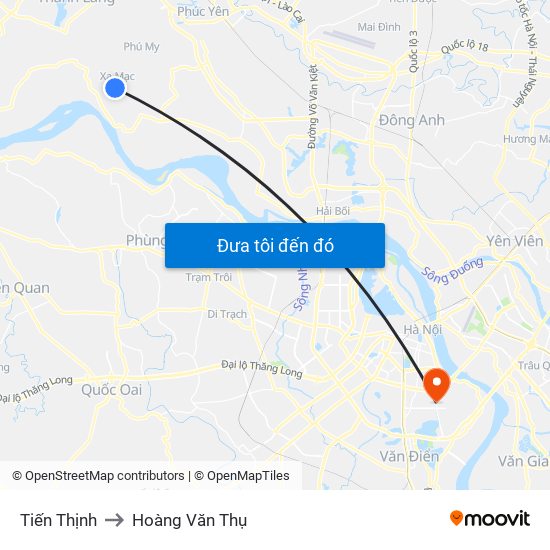 Tiến Thịnh to Hoàng Văn Thụ map