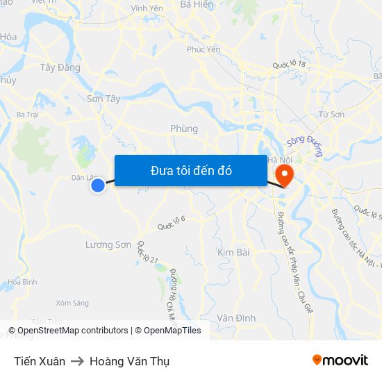 Tiến Xuân to Hoàng Văn Thụ map